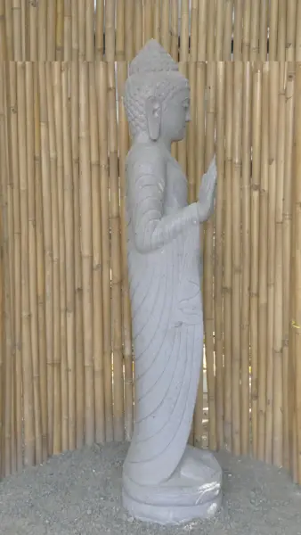 Product image 5 of the product “Standing Buddha - Abhaya mudra made of Riverstone, ca. 180 cm High ”